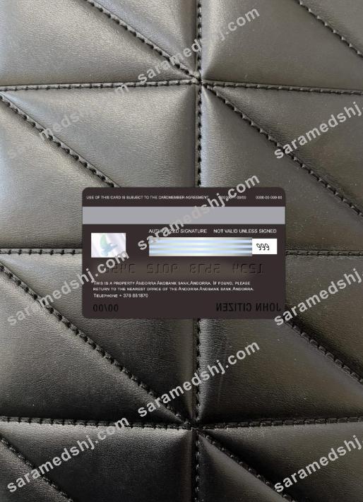 Andorra Andbank bank visa card photolook back